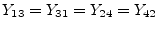 $\displaystyle Y_{13} = Y_{31} = Y_{24} = Y_{42}$