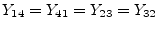 $\displaystyle Y_{14} = Y_{41} = Y_{23} = Y_{32}$