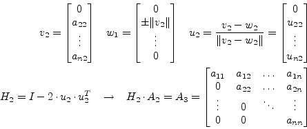 \begin{displaymath}\begin{split}v_2 = \begin{bmatrix}0\\ a_{22}\\ \vdots\\ a_{n2...
... & \ddots & \vdots\\ 0 & 0 & & a_{nn} \end{bmatrix} \end{split}\end{displaymath}