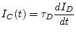 $\displaystyle I_C(t) = \tau_D \dfrac{d I_D}{d t}$