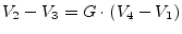 $\displaystyle V_2 - V_3 = G\cdot\left(V_4 - V_1\right)$